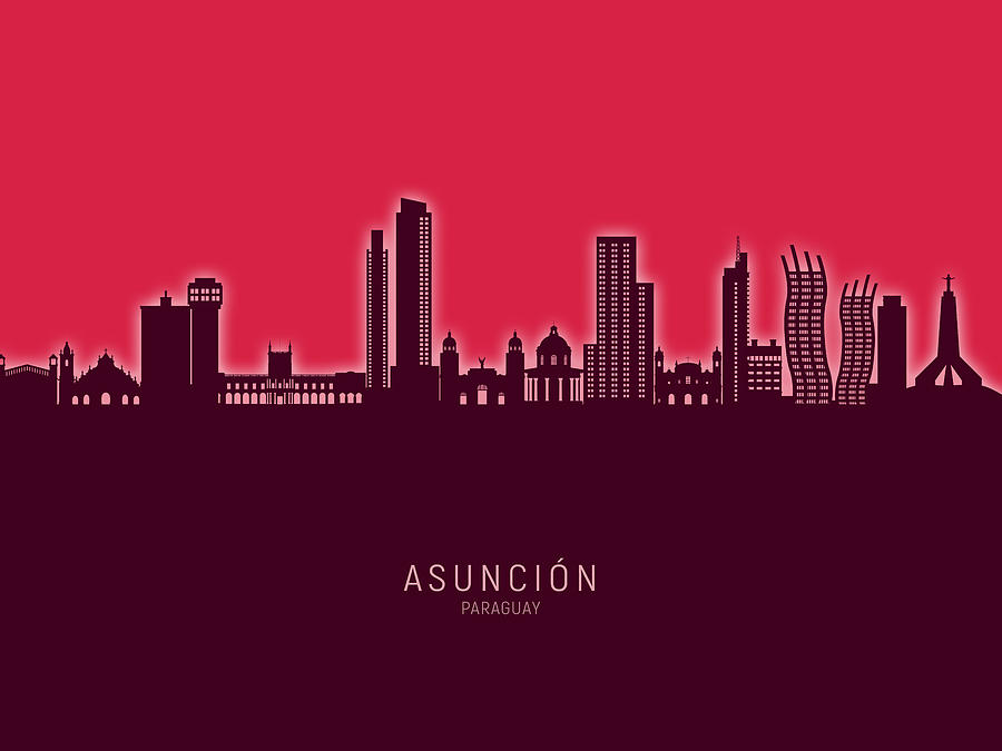 Asuncion Paraguay Skyline #54 Digital Art by Michael Tompsett