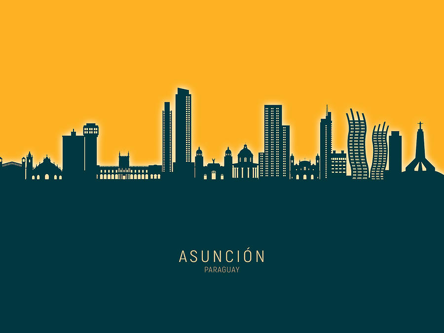 Asuncion Paraguay Skyline #55 Digital Art by Michael Tompsett