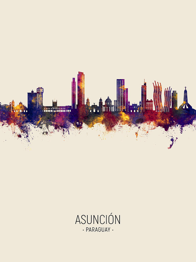 Asuncion Paraguay Skyline #58 Digital Art by Michael Tompsett
