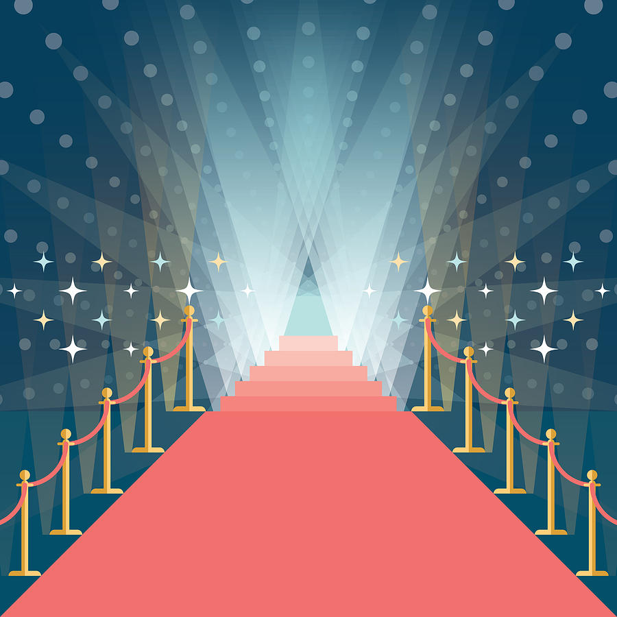 Asymmetric Red Carpet Background With Staircase In The End Drawing by Molotovcoketail