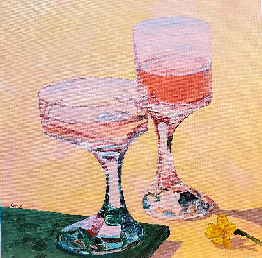 Asymmetrical Drinking Painting by Gail Friedman
