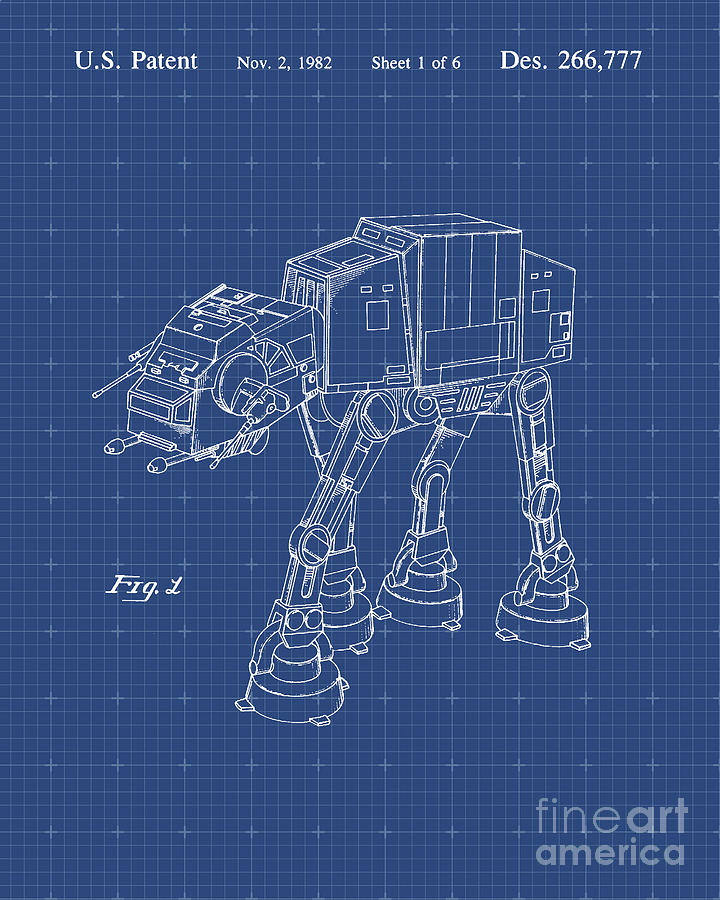 AT-AT Star Wars Patent Print Digital Art by Visual Design - Fine Art