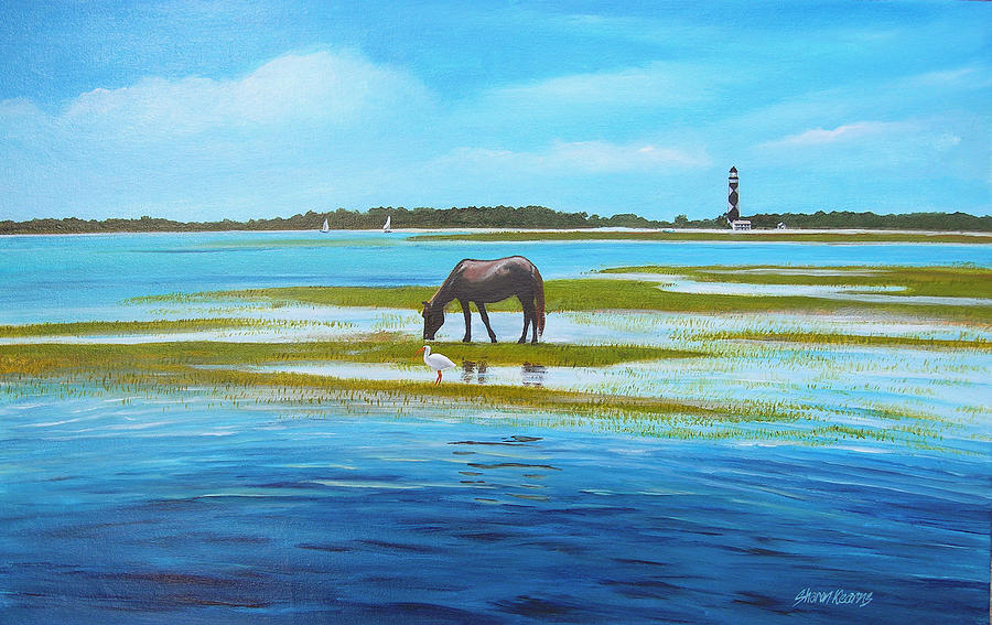 Cape Lookout Lighthouse Painting - At Cape Lookout by Sharon Kearns
