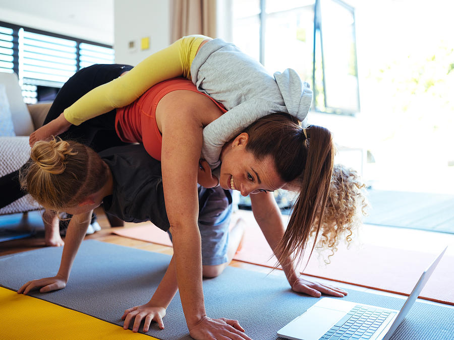 At home workout with kids Photograph by Matt Porteous