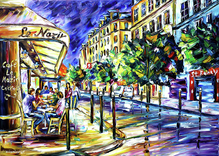At Night On Montmartre Painting by Mirek Kuzniar