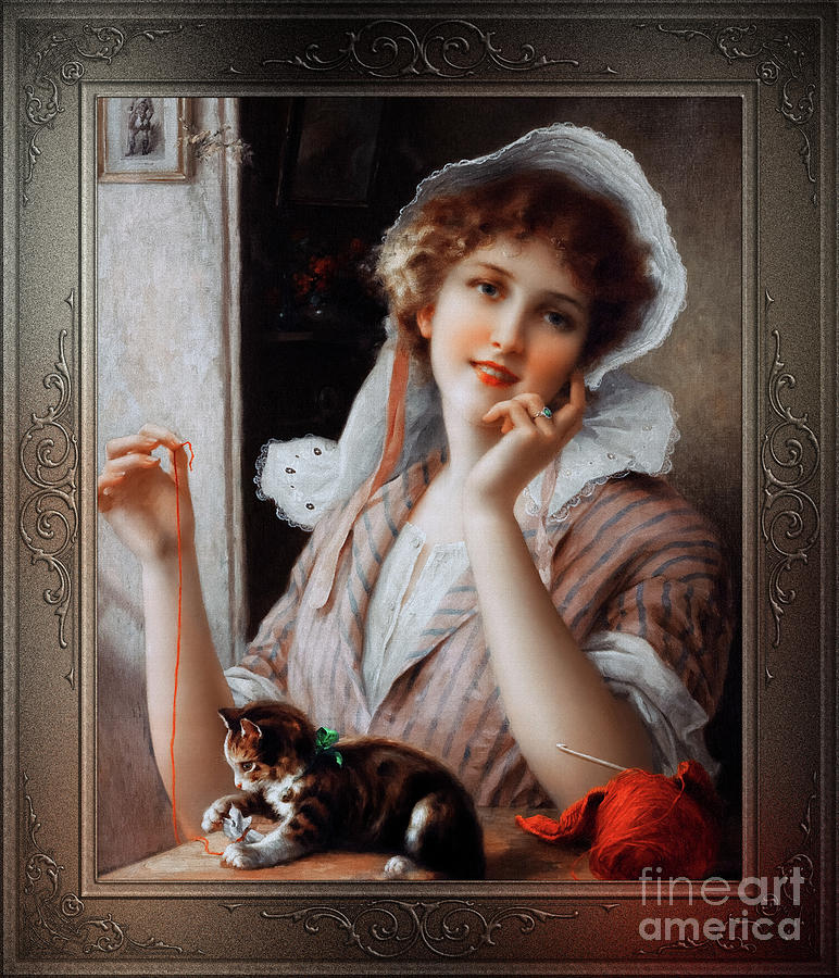 At Play by Emile Vernon Wall Decor Xzendor7 Old Masters Art Reproductions Painting by Rolando Burbon