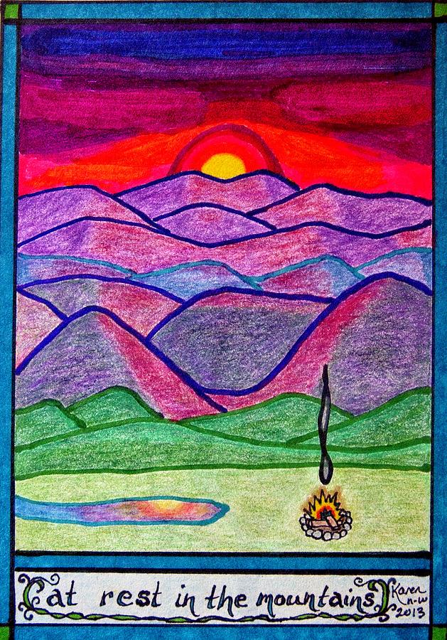 At Rest In The Mountains Drawing by Karen Nice-Webb