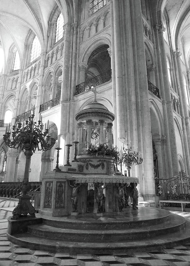 At The Alter In Noyon Cathedral In Monochrome Photograph