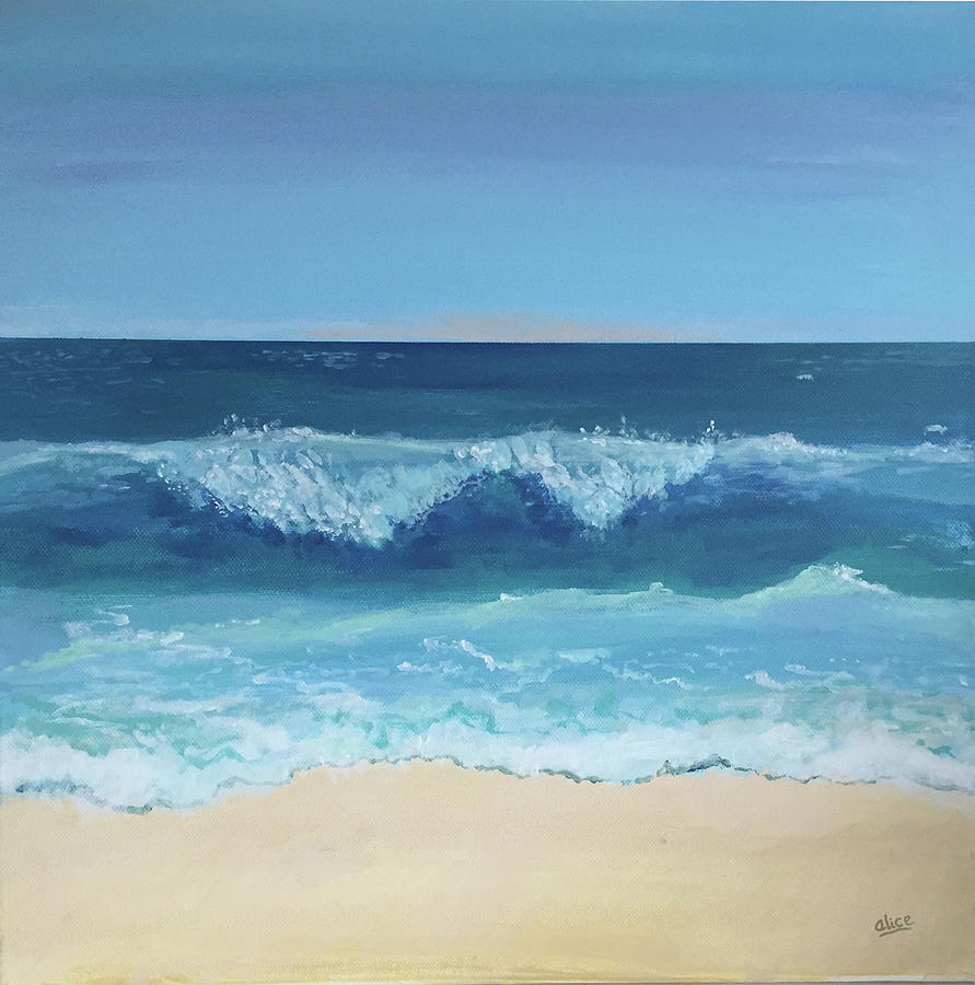 At the beach in the morning Painting by Alice Bara - Fine Art America