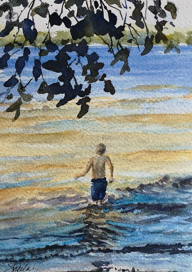 At the Beach Painting by Sheila Romard