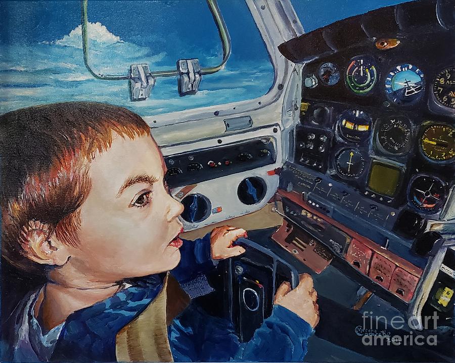 At the Controls Painting by Merana Cadorette