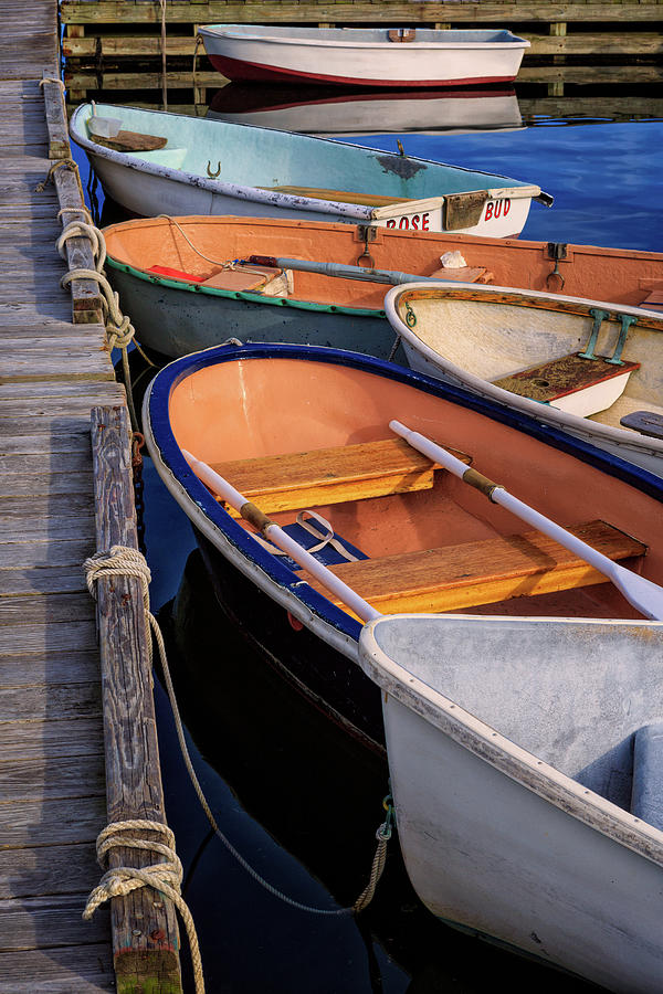 At The Dock. Row Boats In Southwest Harbor, Maine Photograph by Jeff Sinon