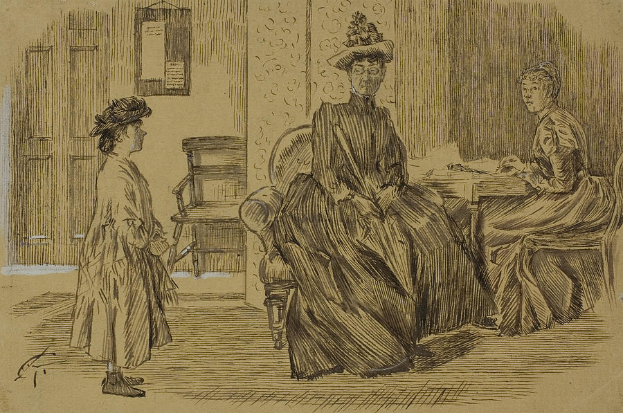 At the Employment Office Drawing by Charles Samuel Keene