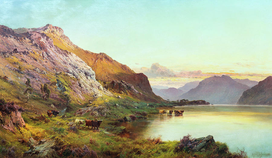 Wildlife Painting - At the Foot of Ben Nevis by Alfred de Breanski  by Alfred de Breanski
