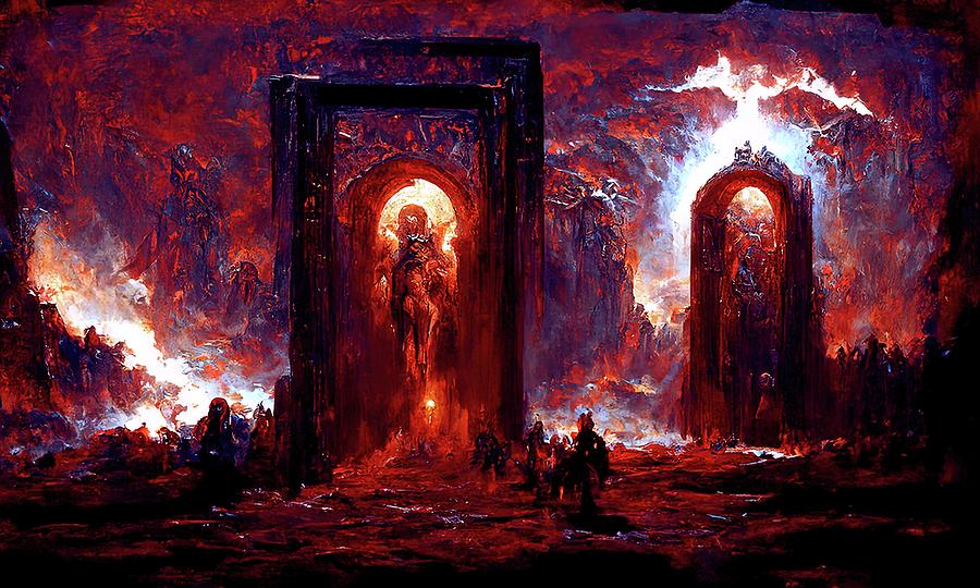 At the Gates of Hell, 02 Painting by AM FineArtPrints