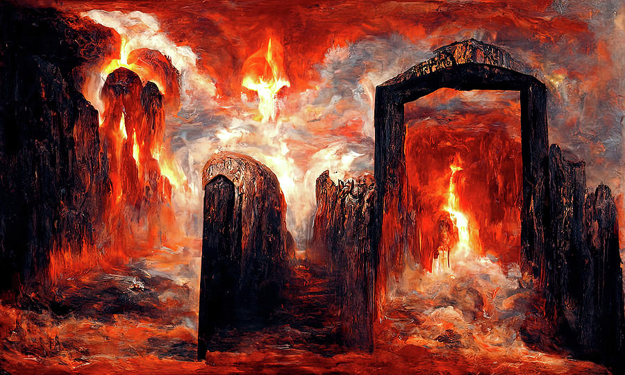At the Gates of Hell, 03 Painting by AM FineArtPrints