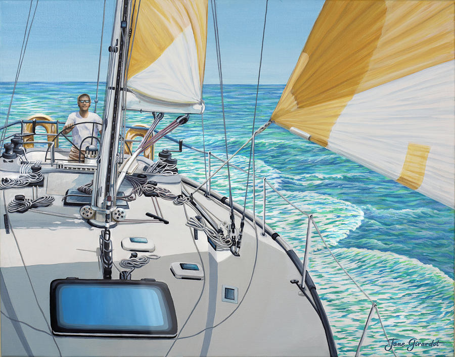 At The Helm Painting by Jane Girardot