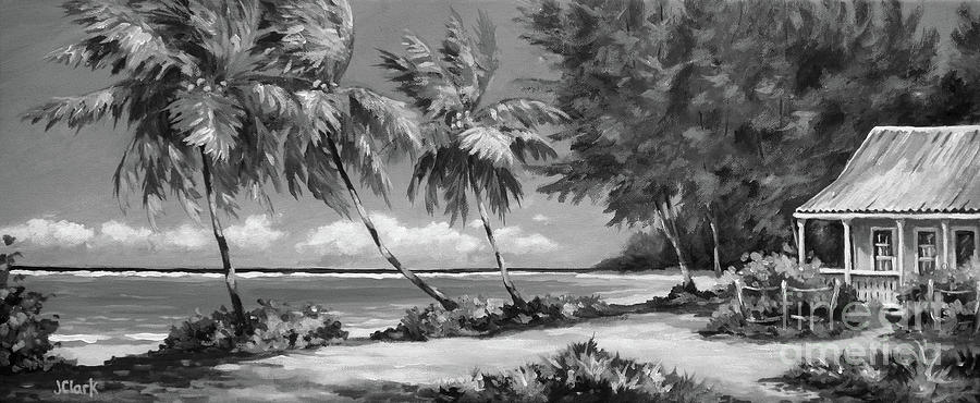 At The Islands End Grayscale Painting