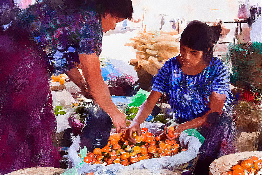At the market - Santiago Atitlan, Guatemala Mixed Media by Tatiana Travelways