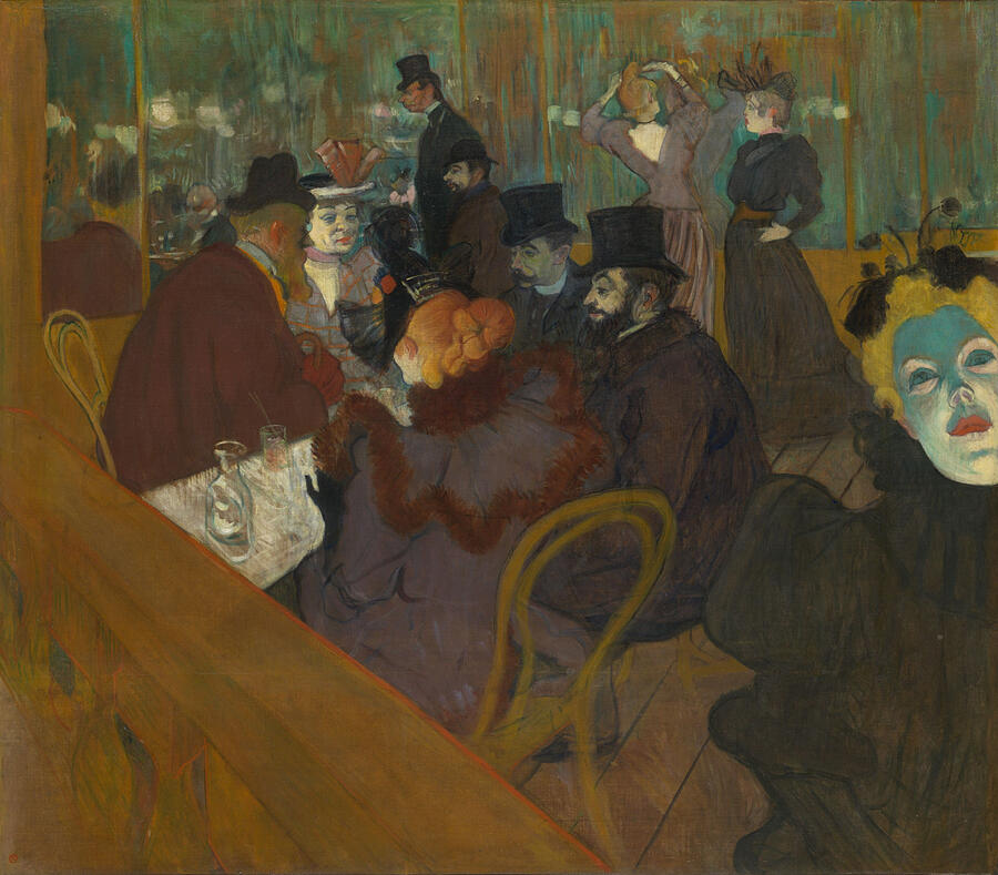 Cafe Painting - At the Moulin Rouge Henri de Toulouse-Lautrec1892 by MotionAge Designs