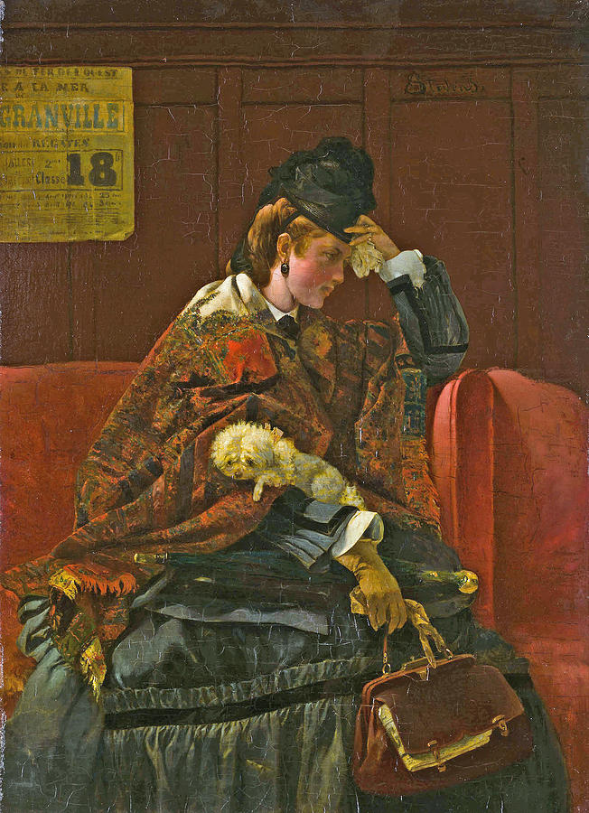 Alfred Stevens Painting - At the Railway Station by Alfred Stevens