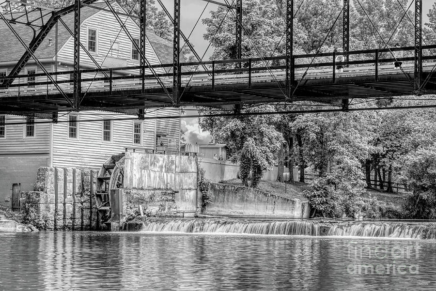 At War Eagle Bridge And Mill Grayscale Photograph by Jennifer White