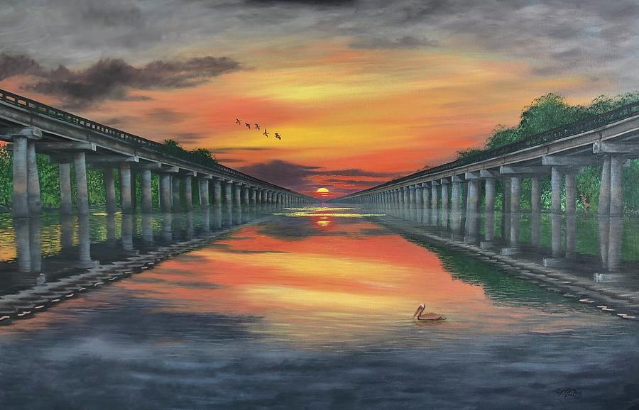 Atchafalaya Basin Bridge Painting by Marlene Little