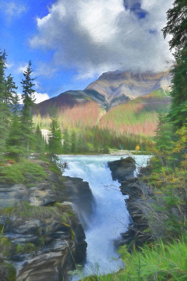 Athabasca Falls Canada Painting Painting by Dan Sproul