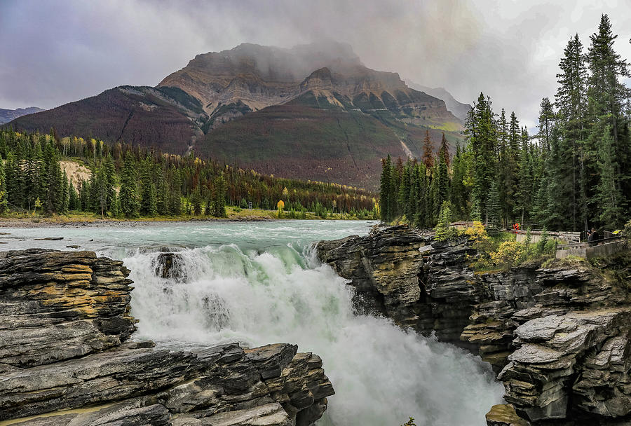 Athabasca Falls In Autumn Photograph by Dan Sproul