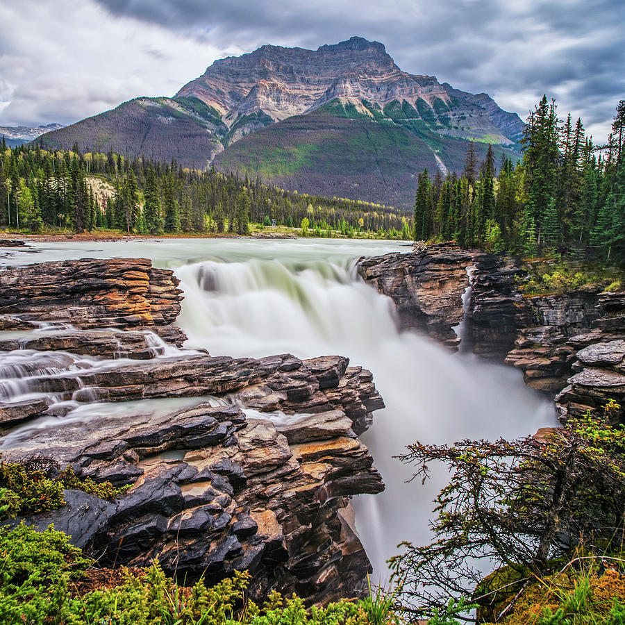 Athabasca Falls Jasper National Park Alberta Canada Banff Square Photograph by Toby McGuire