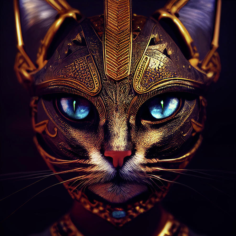 Athena the Tabby Cat Warrior Digital Art by Peggy Collins