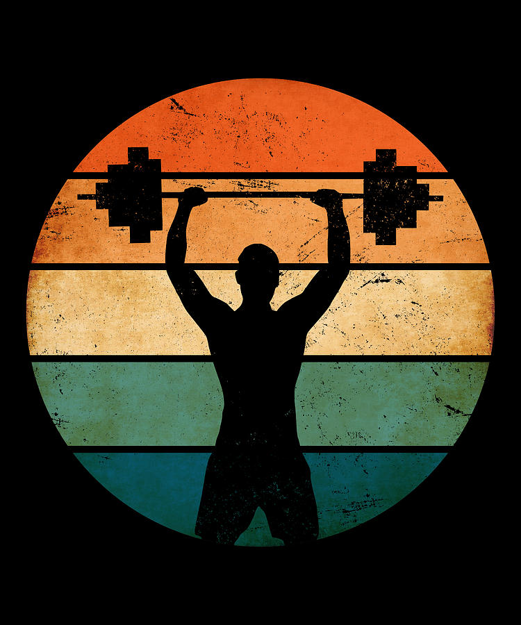 Athlete weightlifting infront of retro sunset Painting by Norman W ...