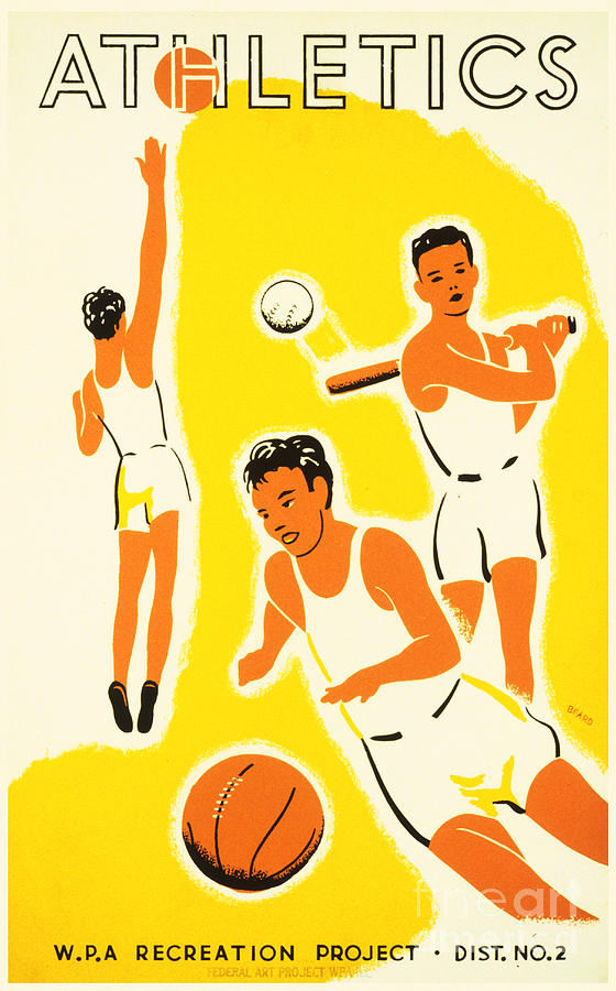 ATHLETICS American WPA Recreation Project Poster Series Painting by ...