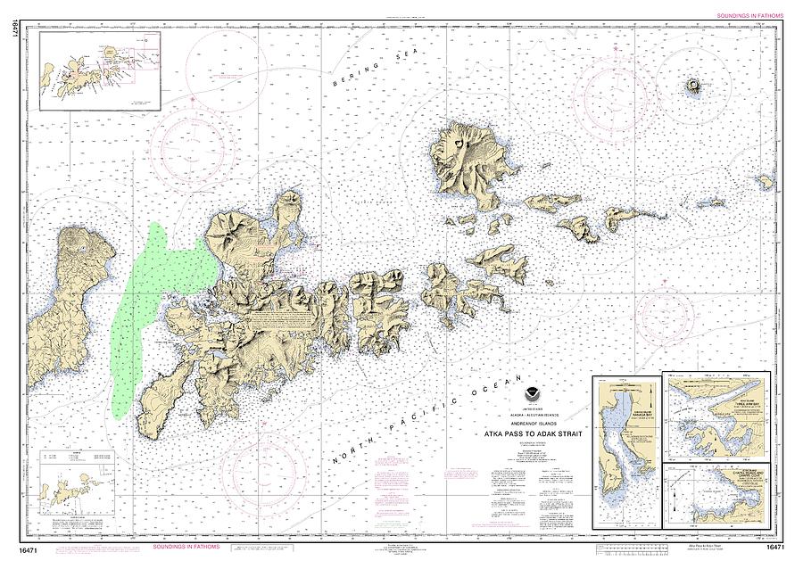 Atka Pass To Adak Strait Alaska, Noaa Chart 16471 Digital Art by ...