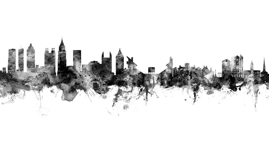 Atlanta Digital Art - Atlanta and Athens Georgia Skyline Mashup by Michael Tompsett
