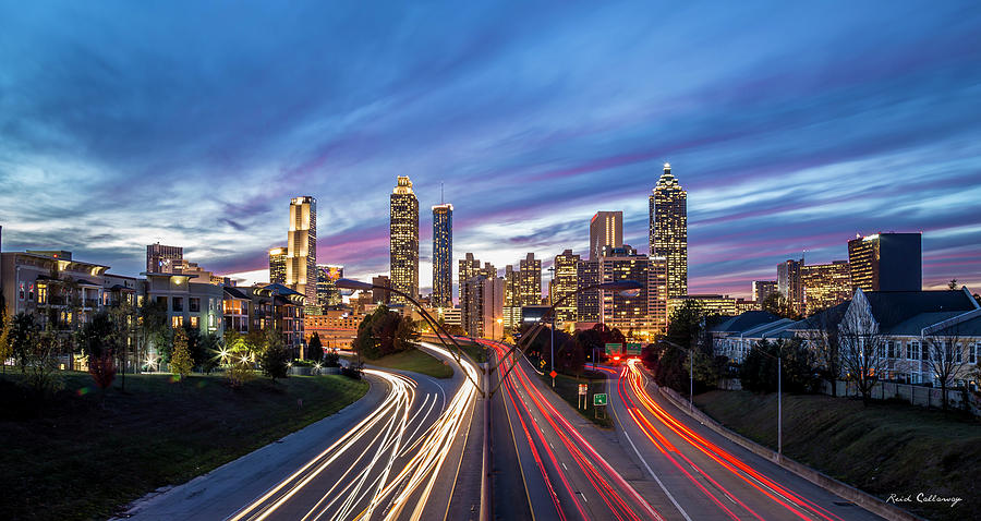 Atlanta GA Glowing Downtown Sunset Panorama Jackson Street Bridge ...