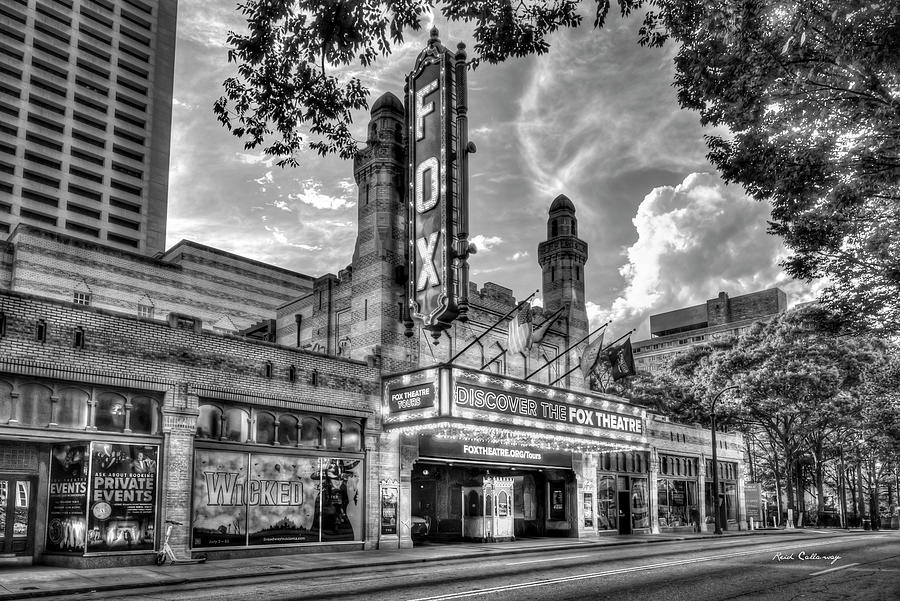 Atlanta GA The Fabulous Fox Theatre 777 BW Magnificent Architectural Signage Art  Photograph by Reid Callaway