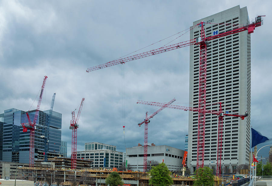 Atlanta GA Tower Cranes Architectural Construction Art Photograph by Reid Callaway