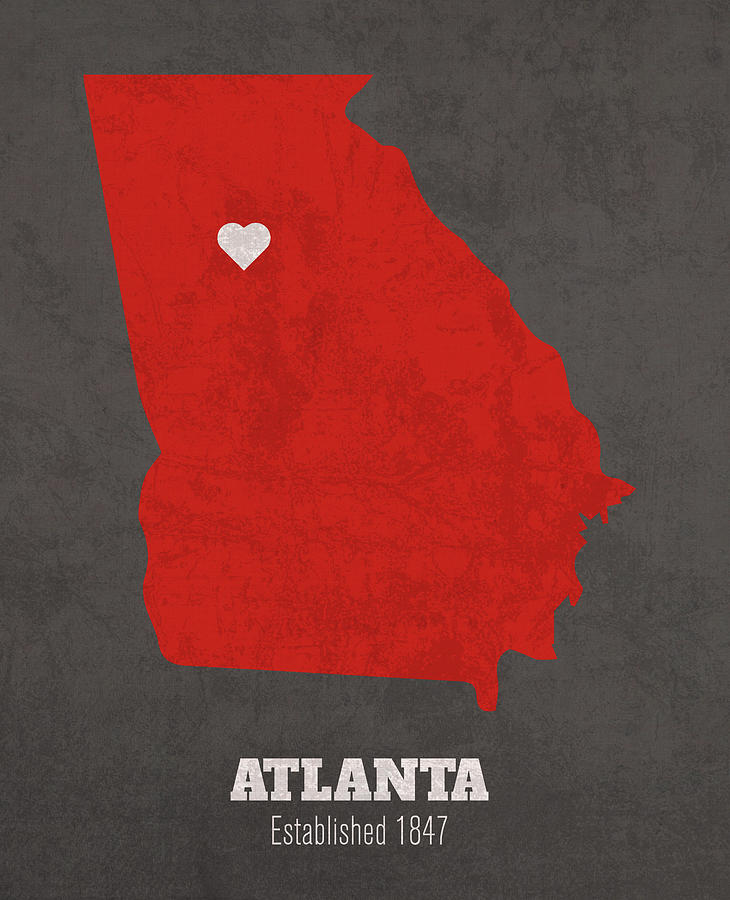 Atlanta Georgia City Map Founded 1847 University of Georgia Color Palette  by Design Turnpike