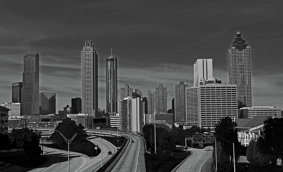 Atlanta, Georgia Downtown Skyline BW Photograph by Richard Krebs