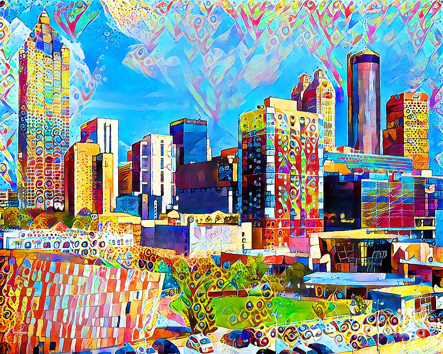 Atlanta Georgia Skyline in Contemporary Vibrant Happy Color Motif 20200430 Photograph by Wingsdomain Art and Photography