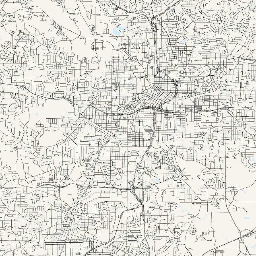 Atlanta, Georgia Vector Map Drawing by Lasagnaforone