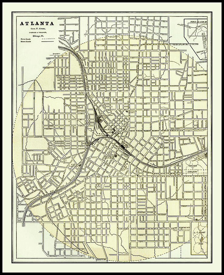 Atlanta Georgia Vintage Street Map 1888 Photograph by Carol Japp - Pixels