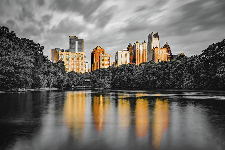 Atlanta Skyline Photograph - Atlanta Golden City Skyline From Piedmont Park by Gregory Ballos
