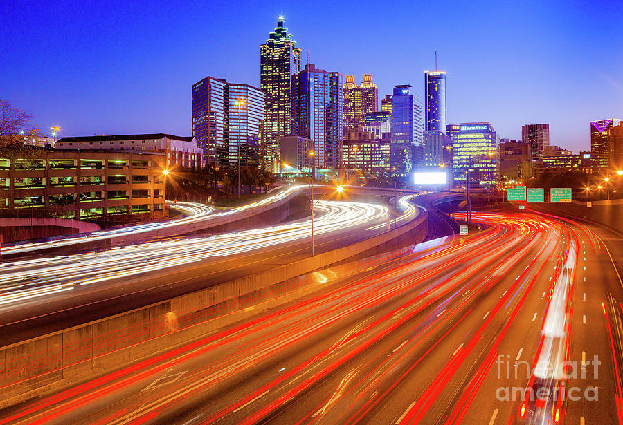 Atlanta Interstate I-85 by night Photograph by Inge Johnsson