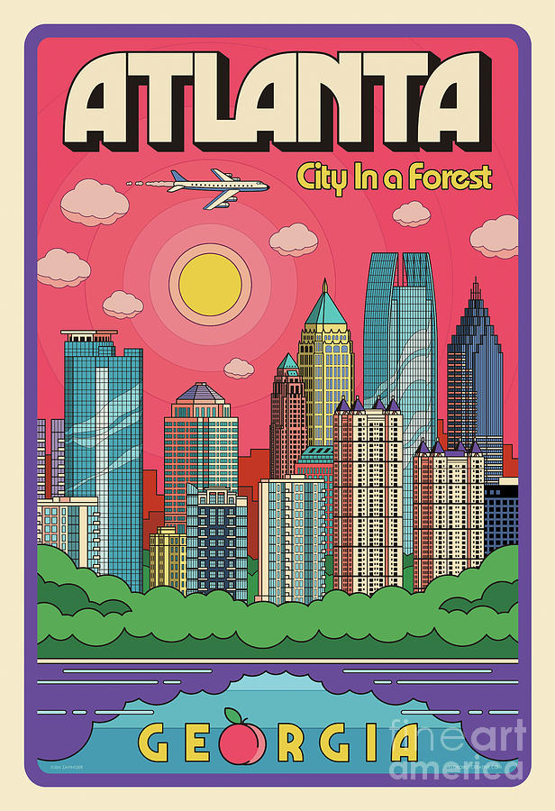 Atlanta Falcons Digital Art - Atlanta Pop Art Travel Poster by Jim Zahniser