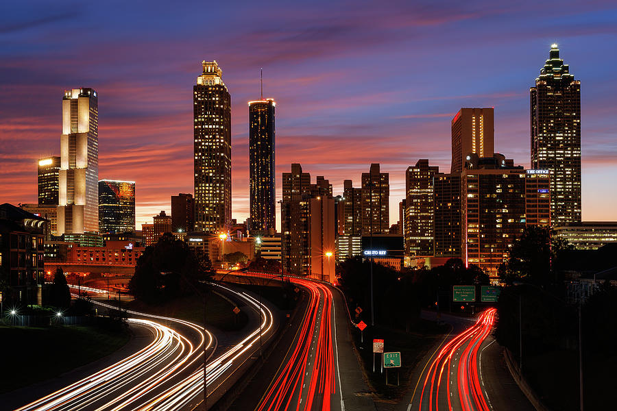 Atlanta skyline at sunset 1 Photograph by Murray Rudd