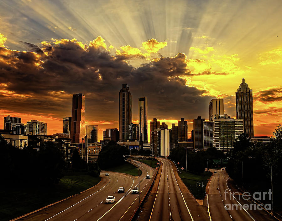 Atlanta Skyline Sunset  Photograph by Nick Zelinsky Jr