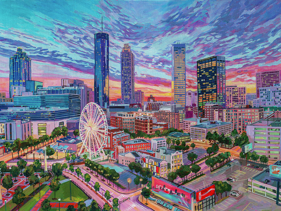 Atlanta Sunset Painting by Heather Nagy