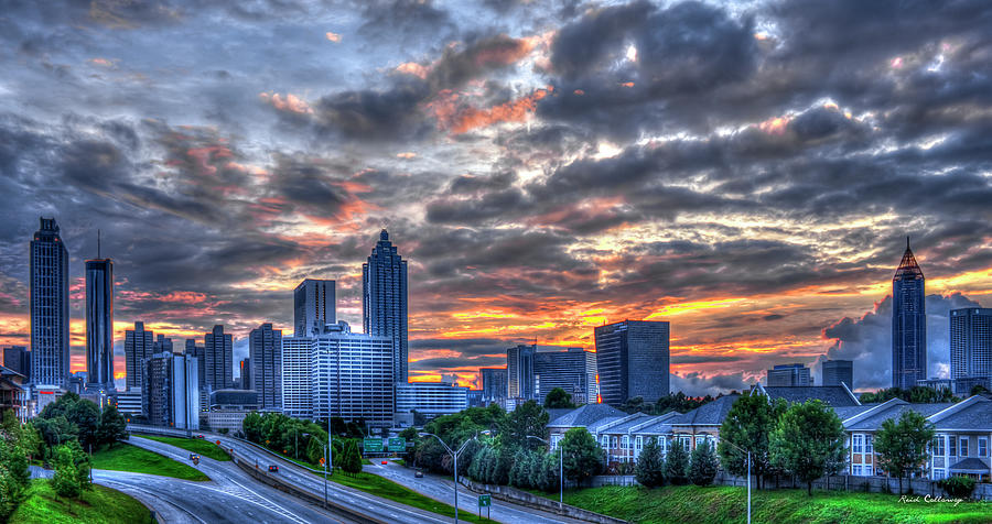 Atlanta Sunset Skyline Atlanta Downtown Cityscape Art Photograph by Reid Callaway